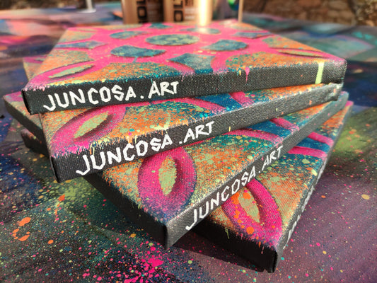 Lienzo Flor Juncosa _ Azul y rosa